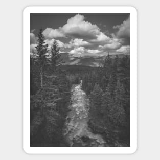 Jasper National Park River Flowing Towards the Mountains V4 Sticker